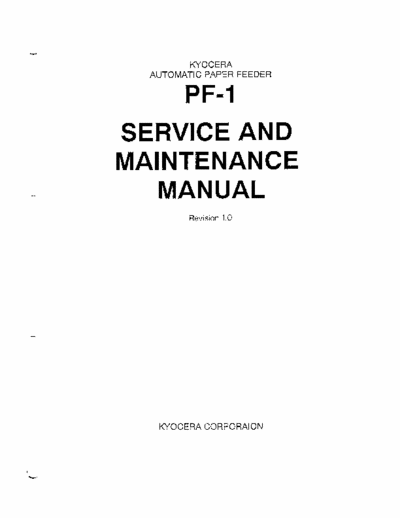 Kyocera PF-1 Kyocera Paper Feeder PF-1 Service Manual and Parts Manual